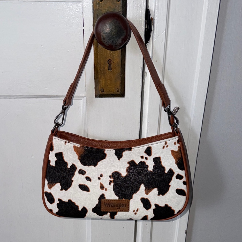 Wrangler Brown, Black and White Cow Print Shoulder Bag
